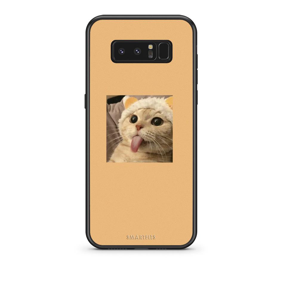 samsung note 8 Cat Tongue θήκη από τη Smartfits με σχέδιο στο πίσω μέρος και μαύρο περίβλημα | Smartphone case with colorful back and black bezels by Smartfits