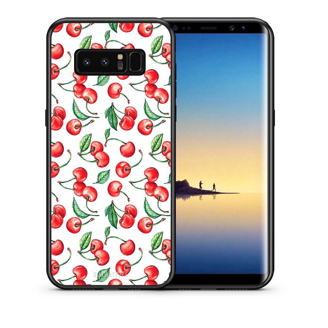 Θήκη Samsung Note 8 Cherry Summer από τη Smartfits με σχέδιο στο πίσω μέρος και μαύρο περίβλημα | Samsung Note 8 Cherry Summer case with colorful back and black bezels