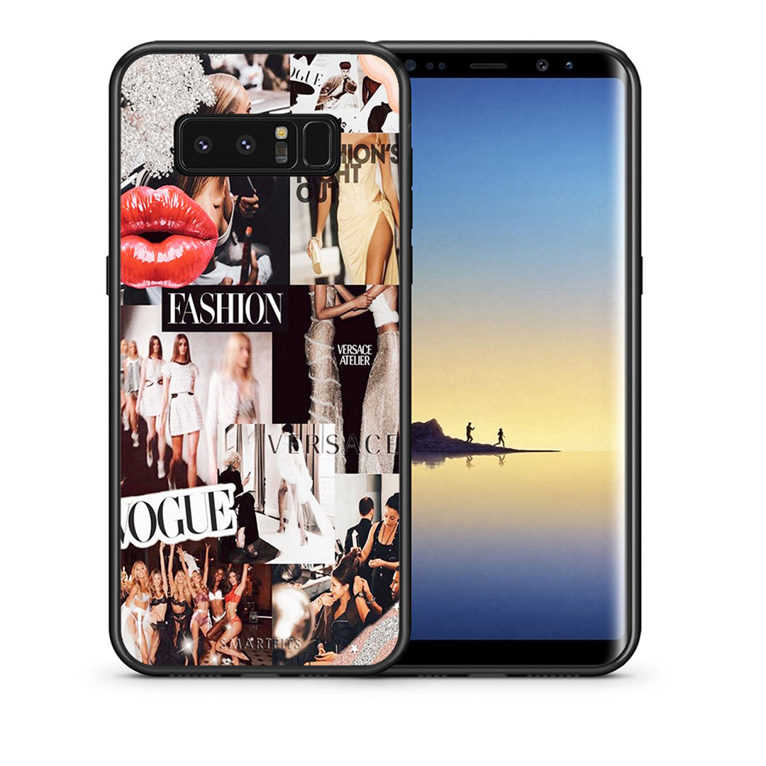 Θήκη Αγίου Βαλεντίνου Samsung Note 8 Collage Fashion από τη Smartfits με σχέδιο στο πίσω μέρος και μαύρο περίβλημα | Samsung Note 8 Collage Fashion case with colorful back and black bezels