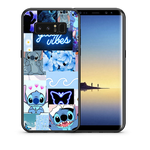 Θήκη Αγίου Βαλεντίνου Samsung Note 8 Collage Good Vibes από τη Smartfits με σχέδιο στο πίσω μέρος και μαύρο περίβλημα | Samsung Note 8 Collage Good Vibes case with colorful back and black bezels