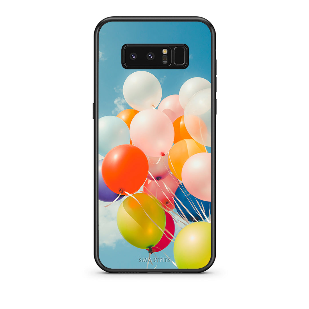 samsung note 8 Colorful Balloons θήκη από τη Smartfits με σχέδιο στο πίσω μέρος και μαύρο περίβλημα | Smartphone case with colorful back and black bezels by Smartfits