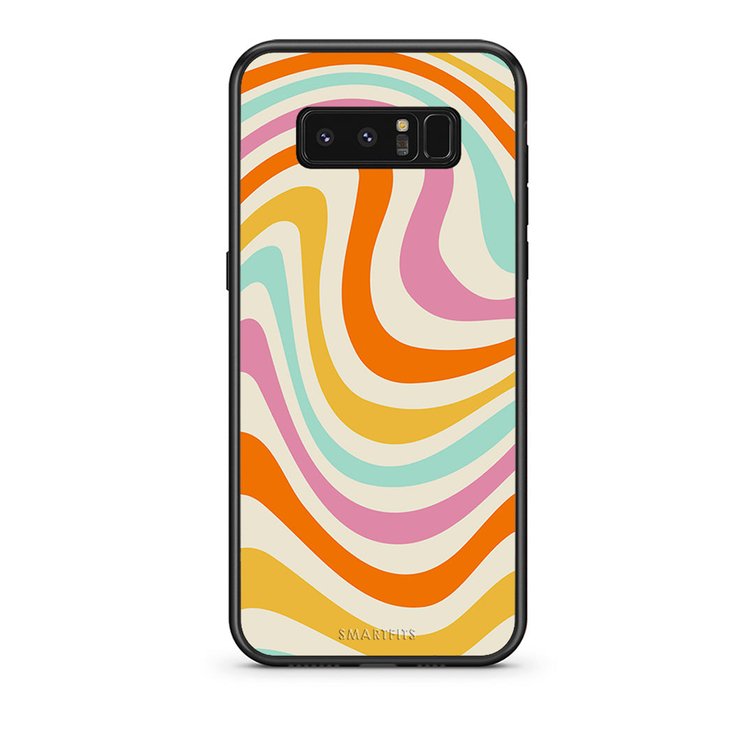 samsung note 8 Colourful Waves θήκη από τη Smartfits με σχέδιο στο πίσω μέρος και μαύρο περίβλημα | Smartphone case with colorful back and black bezels by Smartfits
