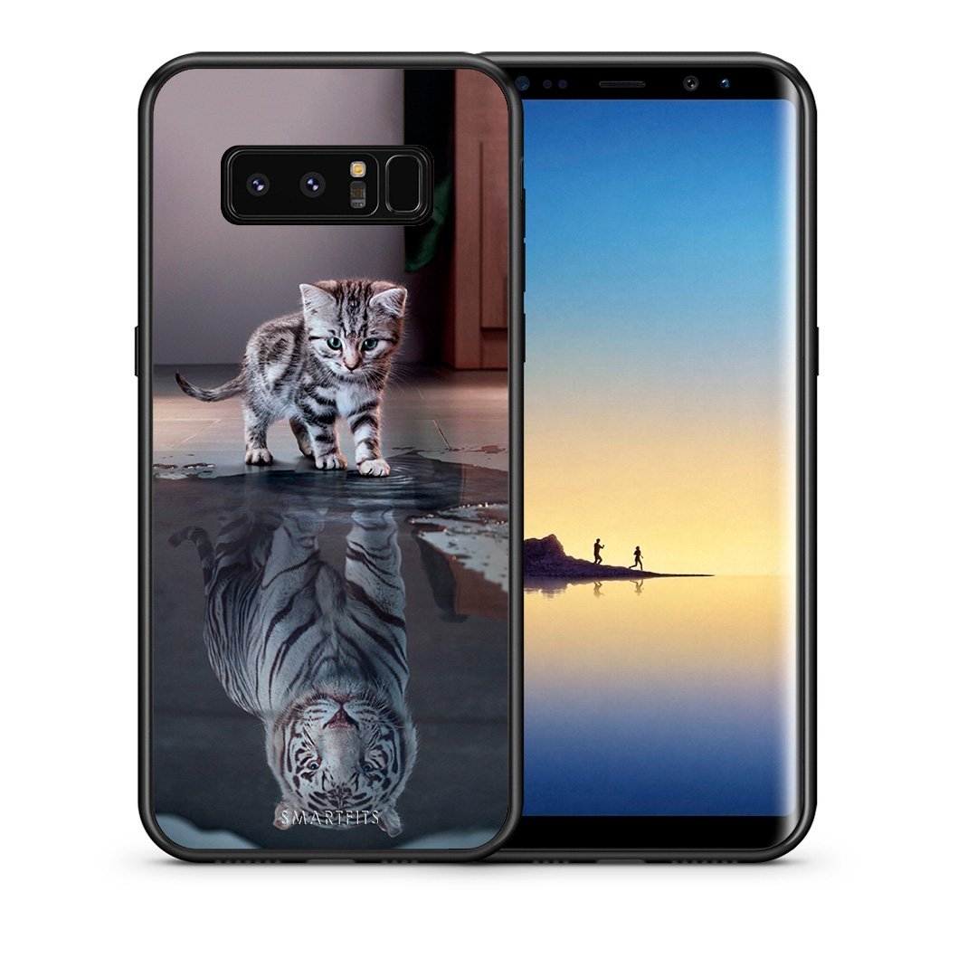 Θήκη Samsung Note 8 Tiger Cute από τη Smartfits με σχέδιο στο πίσω μέρος και μαύρο περίβλημα | Samsung Note 8 Tiger Cute case with colorful back and black bezels