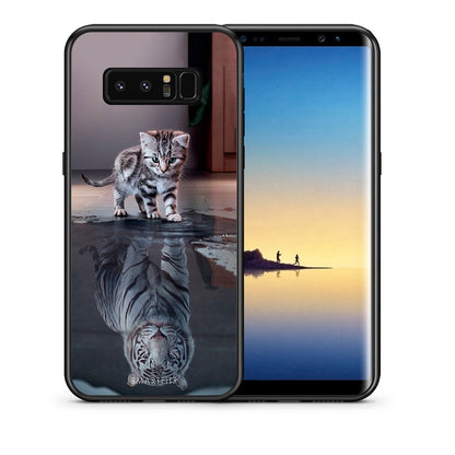 Θήκη Samsung Note 8 Tiger Cute από τη Smartfits με σχέδιο στο πίσω μέρος και μαύρο περίβλημα | Samsung Note 8 Tiger Cute case with colorful back and black bezels