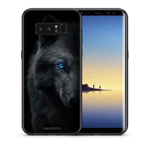 Θήκη Samsung Note 8 Dark Wolf από τη Smartfits με σχέδιο στο πίσω μέρος και μαύρο περίβλημα | Samsung Note 8 Dark Wolf case with colorful back and black bezels