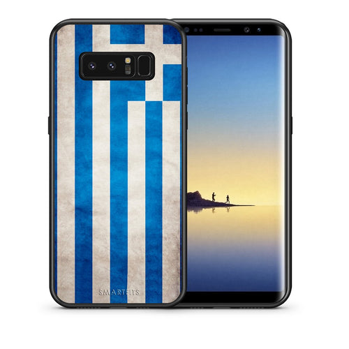 Θήκη Samsung Note 8 Greek Flag από τη Smartfits με σχέδιο στο πίσω μέρος και μαύρο περίβλημα | Samsung Note 8 Greek Flag case with colorful back and black bezels