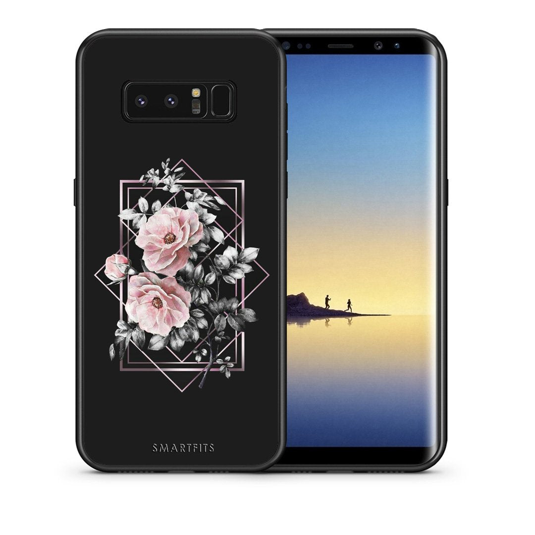 Θήκη Samsung Note 8 Frame Flower από τη Smartfits με σχέδιο στο πίσω μέρος και μαύρο περίβλημα | Samsung Note 8 Frame Flower case with colorful back and black bezels