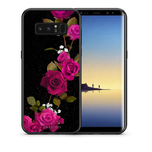 Θήκη Samsung Note 8 Red Roses Flower από τη Smartfits με σχέδιο στο πίσω μέρος και μαύρο περίβλημα | Samsung Note 8 Red Roses Flower case with colorful back and black bezels