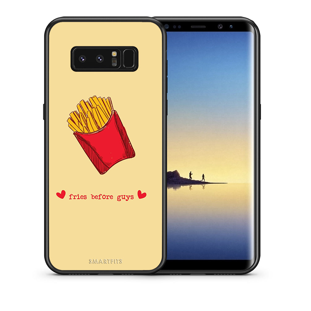 Θήκη Αγίου Βαλεντίνου Samsung Note 8 Fries Before Guys από τη Smartfits με σχέδιο στο πίσω μέρος και μαύρο περίβλημα | Samsung Note 8 Fries Before Guys case with colorful back and black bezels