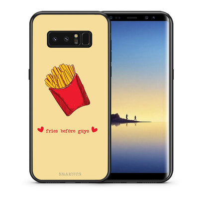 Θήκη Αγίου Βαλεντίνου Samsung Note 8 Fries Before Guys από τη Smartfits με σχέδιο στο πίσω μέρος και μαύρο περίβλημα | Samsung Note 8 Fries Before Guys case with colorful back and black bezels