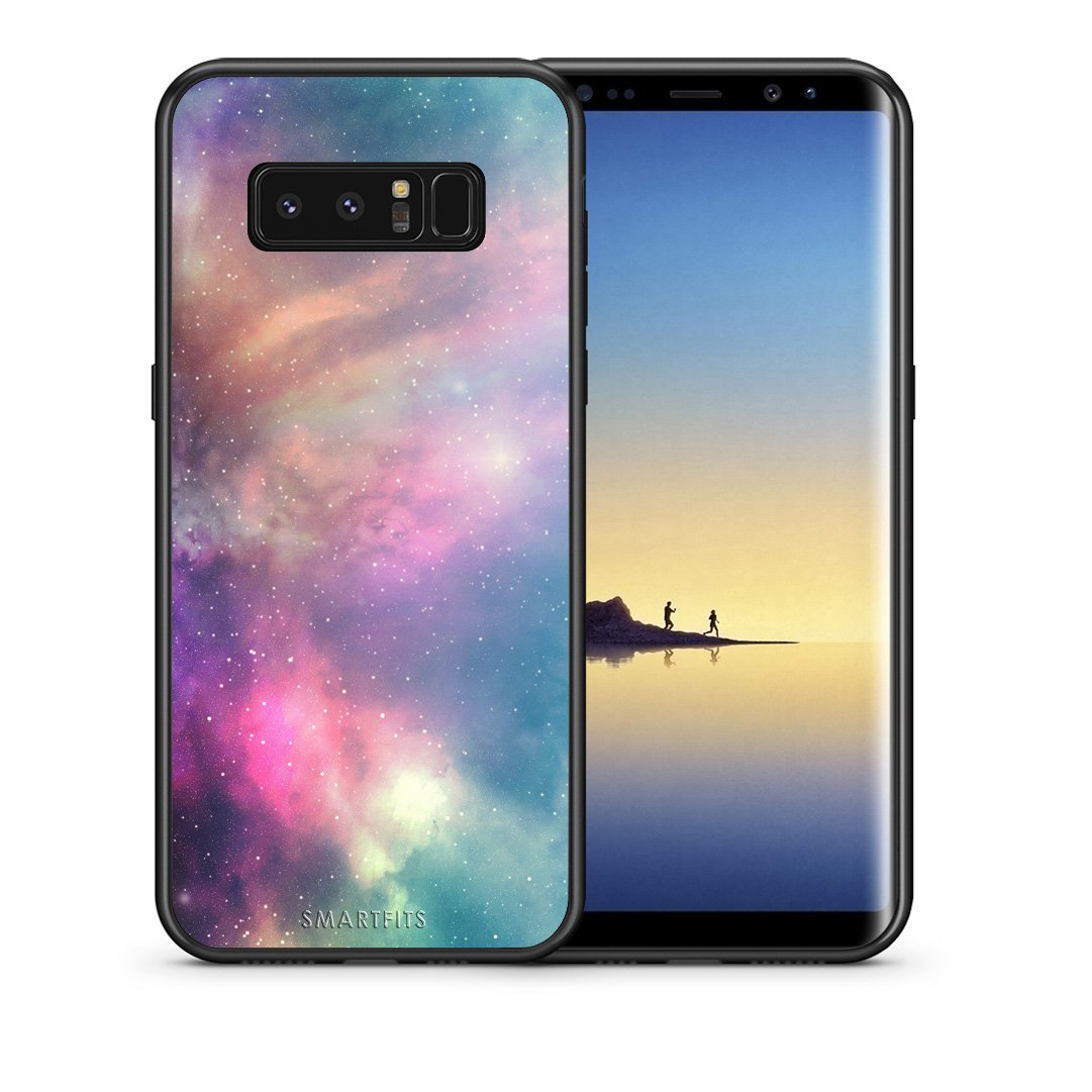 Θήκη Samsung Note 8 Rainbow Galaxy από τη Smartfits με σχέδιο στο πίσω μέρος και μαύρο περίβλημα | Samsung Note 8 Rainbow Galaxy case with colorful back and black bezels