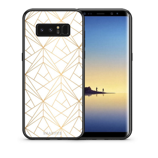 Θήκη Samsung Note 8 Luxury White Geometric από τη Smartfits με σχέδιο στο πίσω μέρος και μαύρο περίβλημα | Samsung Note 8 Luxury White Geometric case with colorful back and black bezels
