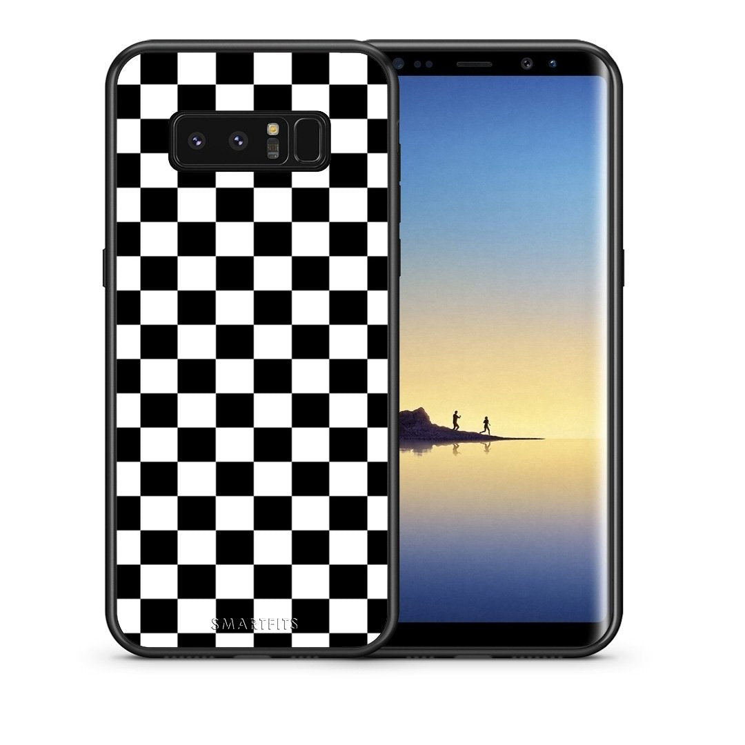 Θήκη Samsung Note 8 Squares Geometric από τη Smartfits με σχέδιο στο πίσω μέρος και μαύρο περίβλημα | Samsung Note 8 Squares Geometric case with colorful back and black bezels