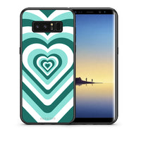 Thumbnail for Θήκη Samsung Note 8 Green Hearts από τη Smartfits με σχέδιο στο πίσω μέρος και μαύρο περίβλημα | Samsung Note 8 Green Hearts case with colorful back and black bezels