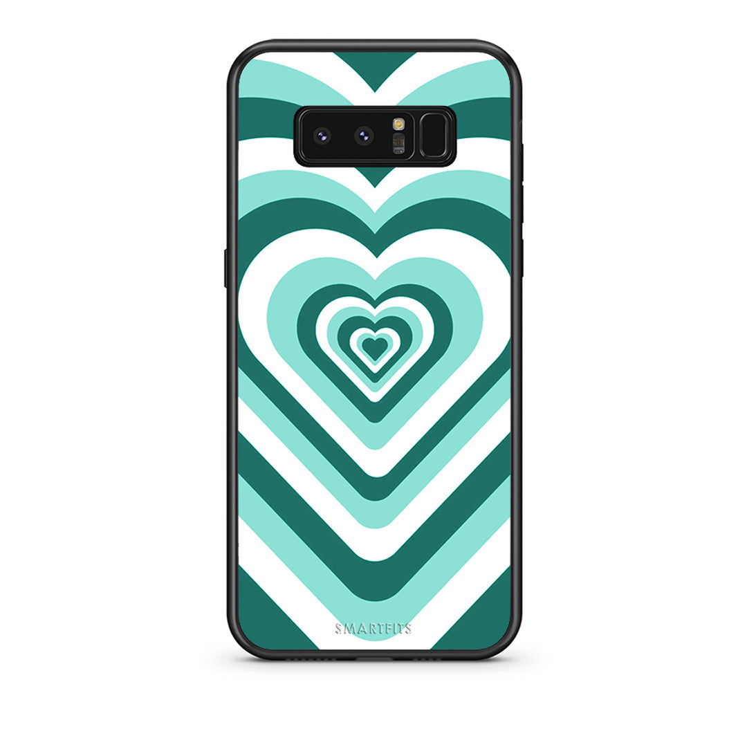 samsung note 8 Green Hearts θήκη από τη Smartfits με σχέδιο στο πίσω μέρος και μαύρο περίβλημα | Smartphone case with colorful back and black bezels by Smartfits