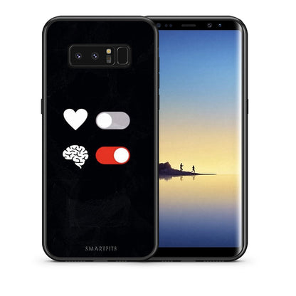 Θήκη Αγίου Βαλεντίνου Samsung Note 8 Heart Vs Brain από τη Smartfits με σχέδιο στο πίσω μέρος και μαύρο περίβλημα | Samsung Note 8 Heart Vs Brain case with colorful back and black bezels