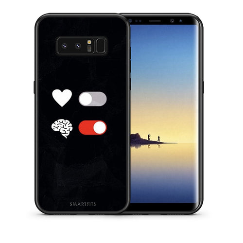 Θήκη Αγίου Βαλεντίνου Samsung Note 8 Heart Vs Brain από τη Smartfits με σχέδιο στο πίσω μέρος και μαύρο περίβλημα | Samsung Note 8 Heart Vs Brain case with colorful back and black bezels