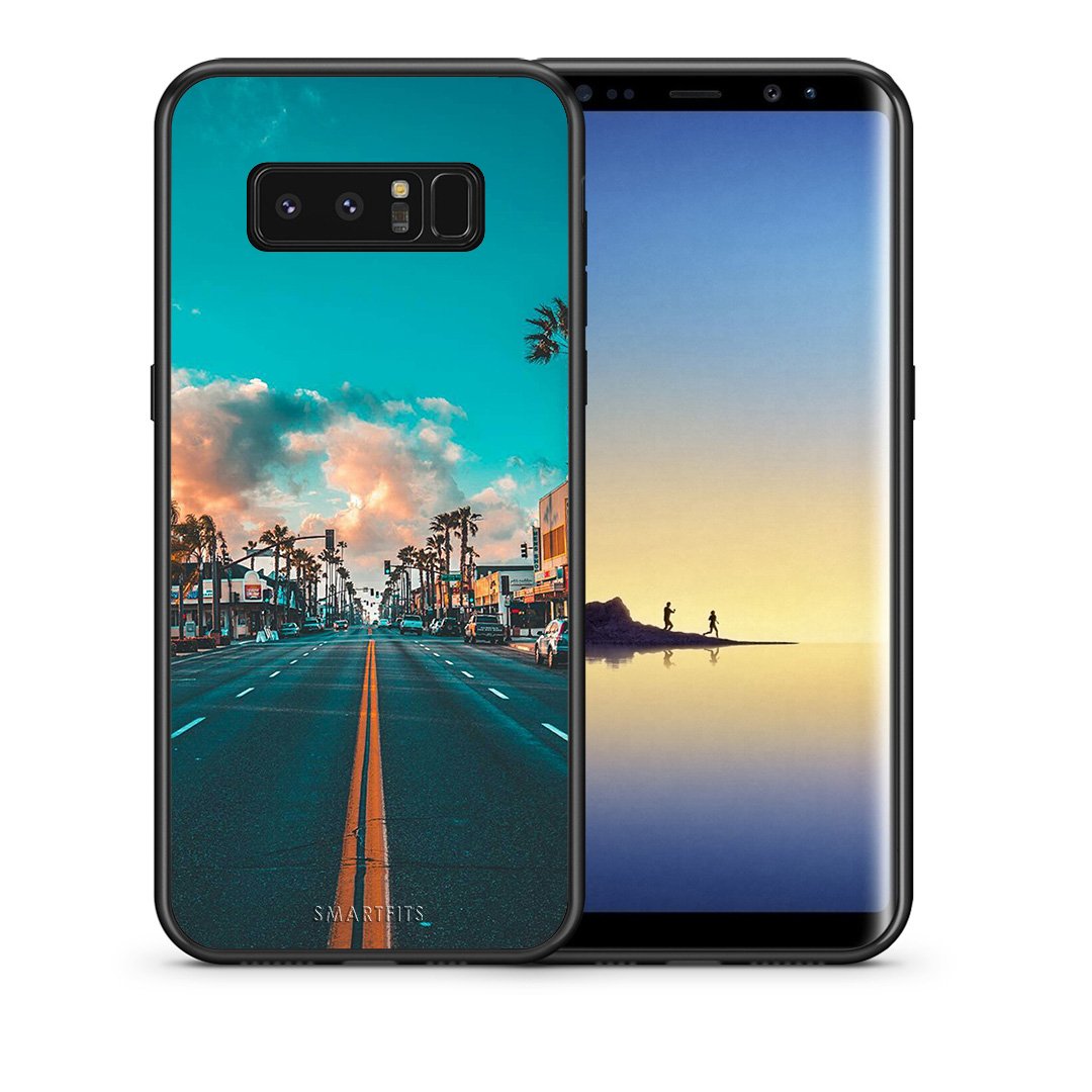 Θήκη Samsung Note 8 City Landscape από τη Smartfits με σχέδιο στο πίσω μέρος και μαύρο περίβλημα | Samsung Note 8 City Landscape case with colorful back and black bezels