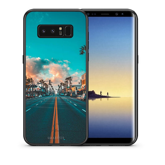 Θήκη Samsung Note 8 City Landscape από τη Smartfits με σχέδιο στο πίσω μέρος και μαύρο περίβλημα | Samsung Note 8 City Landscape case with colorful back and black bezels