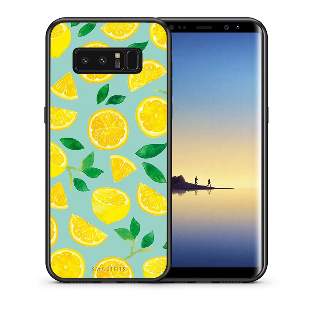 Θήκη Samsung Note 8 Lemons από τη Smartfits με σχέδιο στο πίσω μέρος και μαύρο περίβλημα | Samsung Note 8 Lemons case with colorful back and black bezels