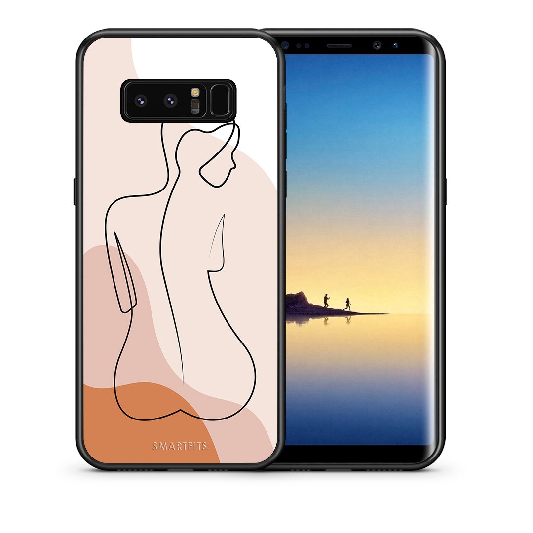 Θήκη Samsung Note 8 LineArt Woman από τη Smartfits με σχέδιο στο πίσω μέρος και μαύρο περίβλημα | Samsung Note 8 LineArt Woman case with colorful back and black bezels