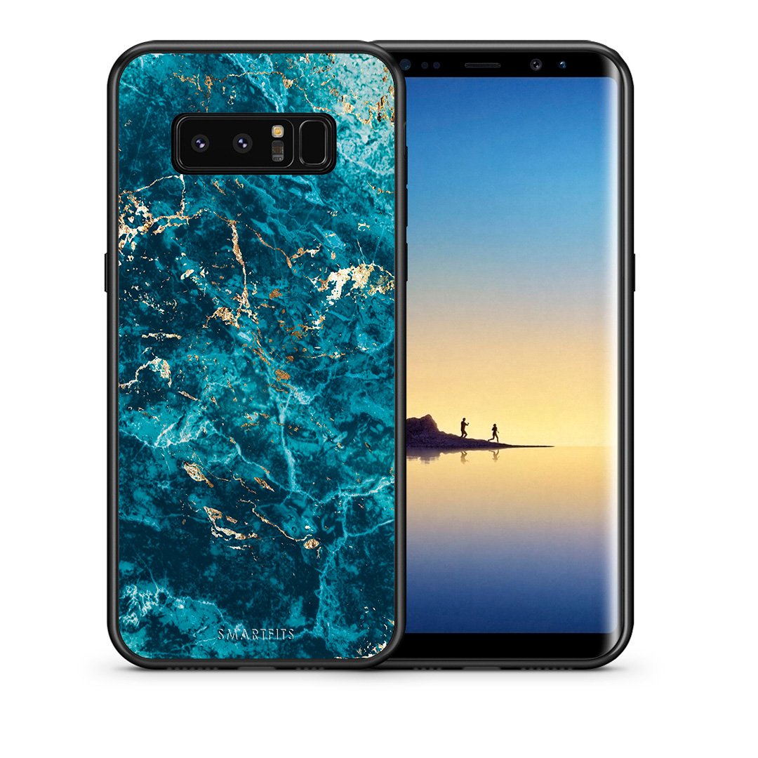 Θήκη Samsung Note 8 Marble Blue από τη Smartfits με σχέδιο στο πίσω μέρος και μαύρο περίβλημα | Samsung Note 8 Marble Blue case with colorful back and black bezels
