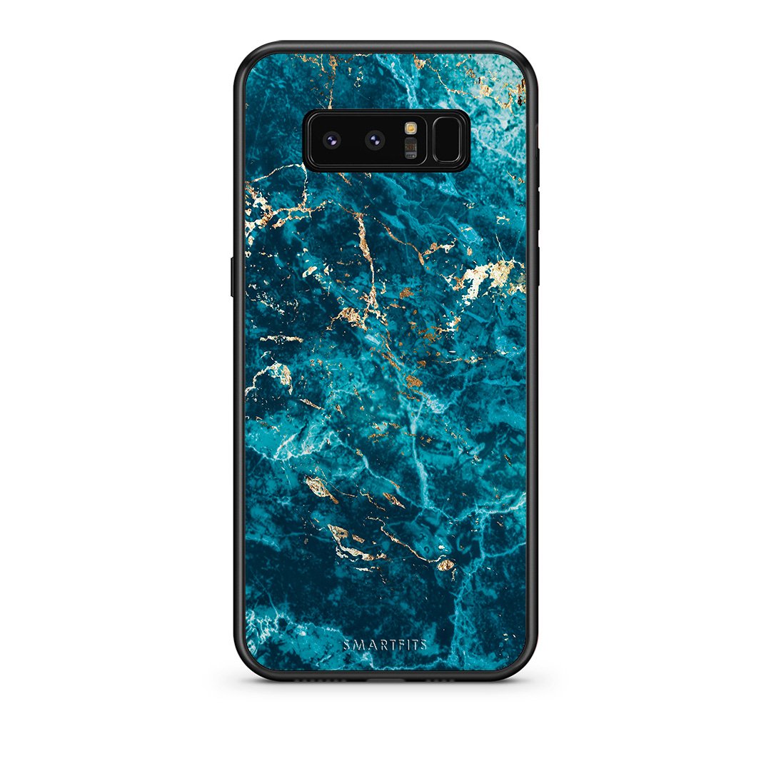 samsung note 8 Marble Blue θήκη από τη Smartfits με σχέδιο στο πίσω μέρος και μαύρο περίβλημα | Smartphone case with colorful back and black bezels by Smartfits