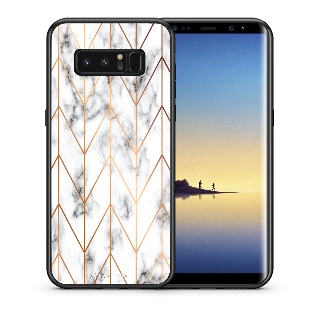 Θήκη Samsung Note 8 Gold Geometric Marble από τη Smartfits με σχέδιο στο πίσω μέρος και μαύρο περίβλημα | Samsung Note 8 Gold Geometric Marble case with colorful back and black bezels