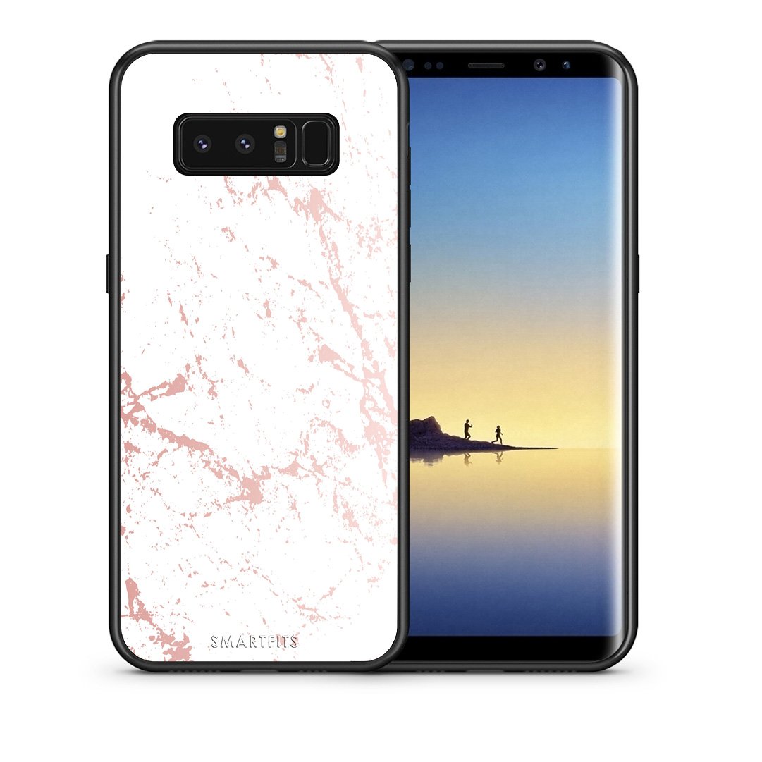 Θήκη Samsung Note 8 Pink Splash Marble από τη Smartfits με σχέδιο στο πίσω μέρος και μαύρο περίβλημα | Samsung Note 8 Pink Splash Marble case with colorful back and black bezels