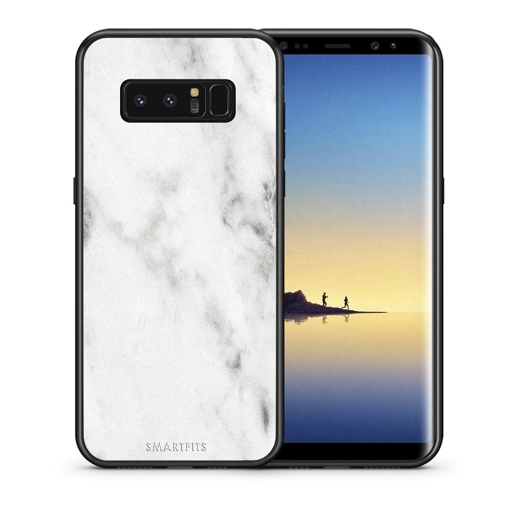Θήκη Samsung Note 8 White Marble από τη Smartfits με σχέδιο στο πίσω μέρος και μαύρο περίβλημα | Samsung Note 8 White Marble case with colorful back and black bezels