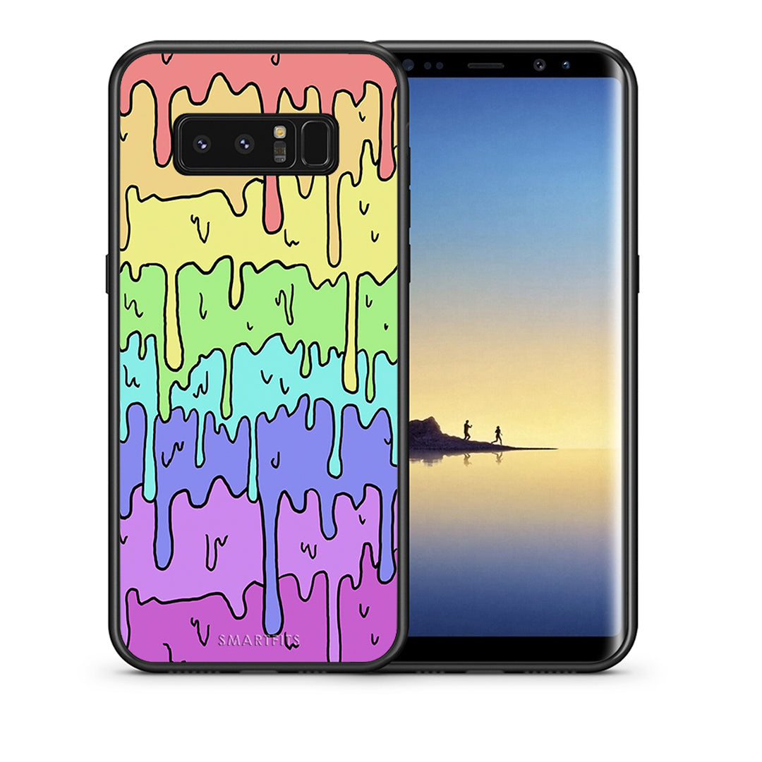 Θήκη Samsung Note 8 Melting Rainbow από τη Smartfits με σχέδιο στο πίσω μέρος και μαύρο περίβλημα | Samsung Note 8 Melting Rainbow case with colorful back and black bezels