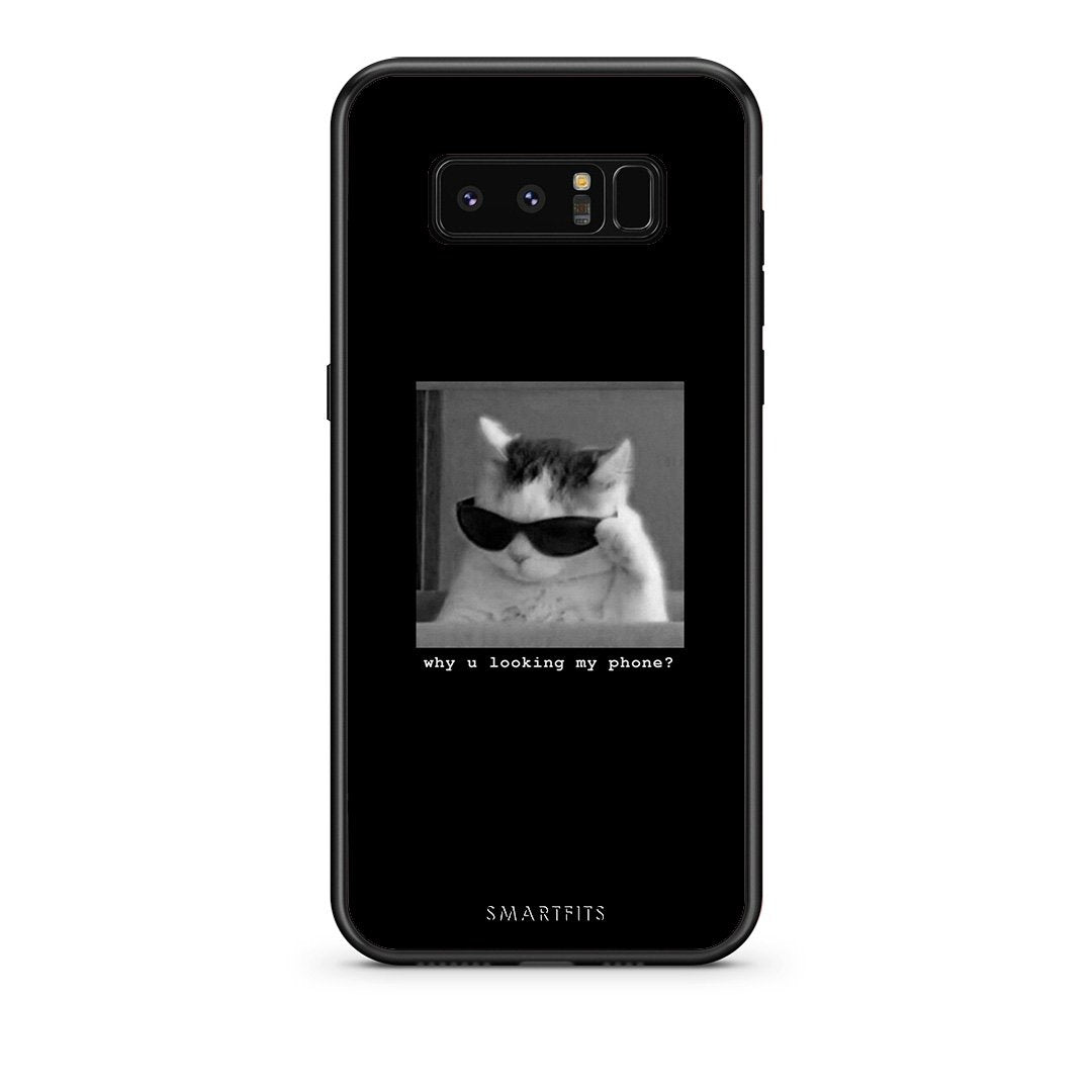 samsung note 8 Meme Cat θήκη από τη Smartfits με σχέδιο στο πίσω μέρος και μαύρο περίβλημα | Smartphone case with colorful back and black bezels by Smartfits