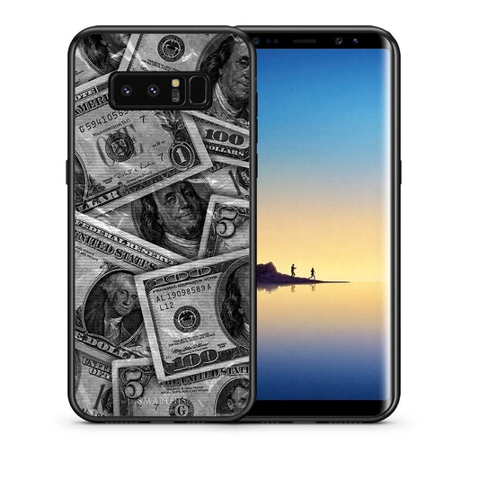 Θήκη Samsung Note 8 Money Dollars από τη Smartfits με σχέδιο στο πίσω μέρος και μαύρο περίβλημα | Samsung Note 8 Money Dollars case with colorful back and black bezels