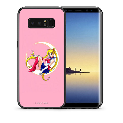 Θήκη Samsung Note 8 Moon Girl από τη Smartfits με σχέδιο στο πίσω μέρος και μαύρο περίβλημα | Samsung Note 8 Moon Girl case with colorful back and black bezels
