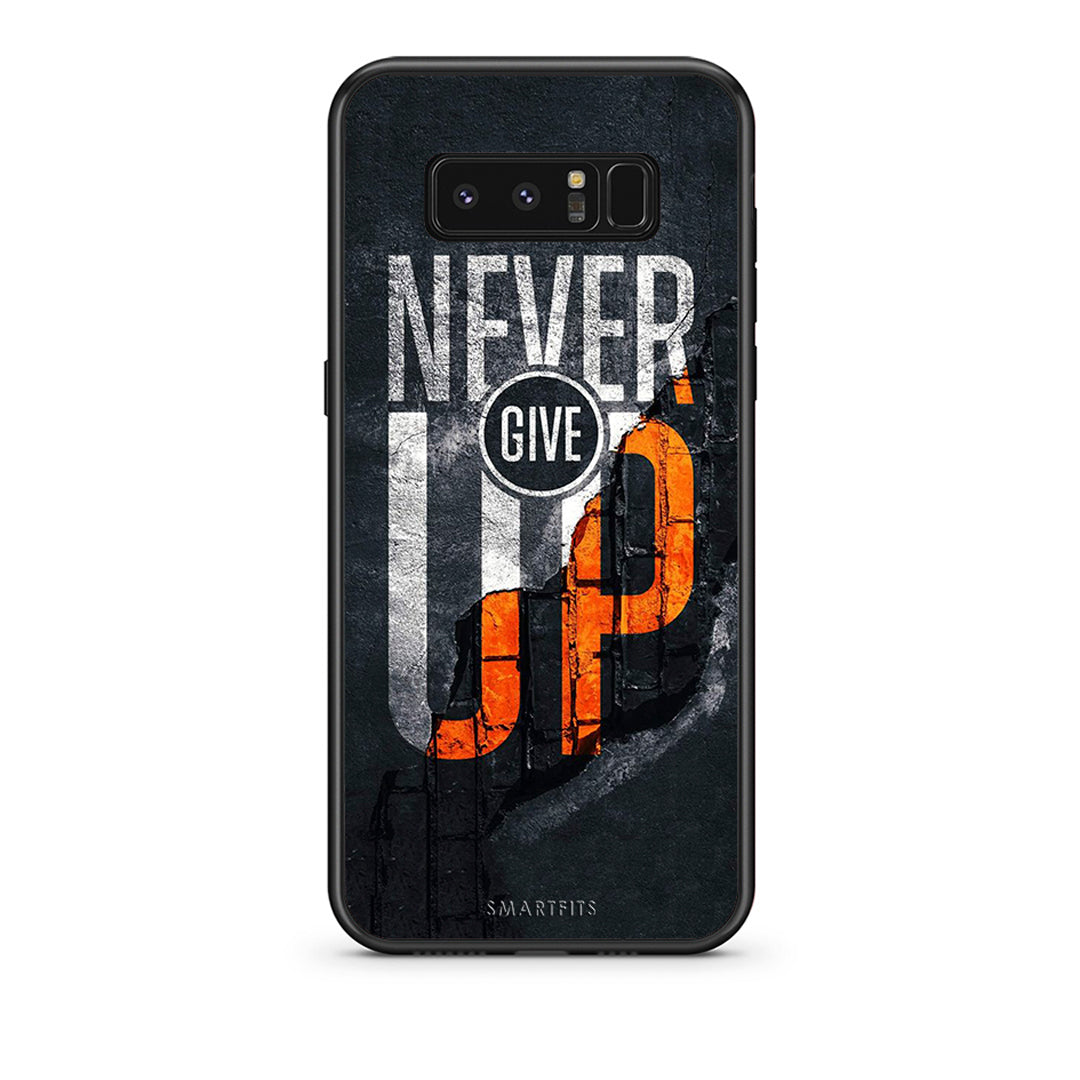 samsung note 8 Never Give Up Θήκη Αγίου Βαλεντίνου από τη Smartfits με σχέδιο στο πίσω μέρος και μαύρο περίβλημα | Smartphone case with colorful back and black bezels by Smartfits