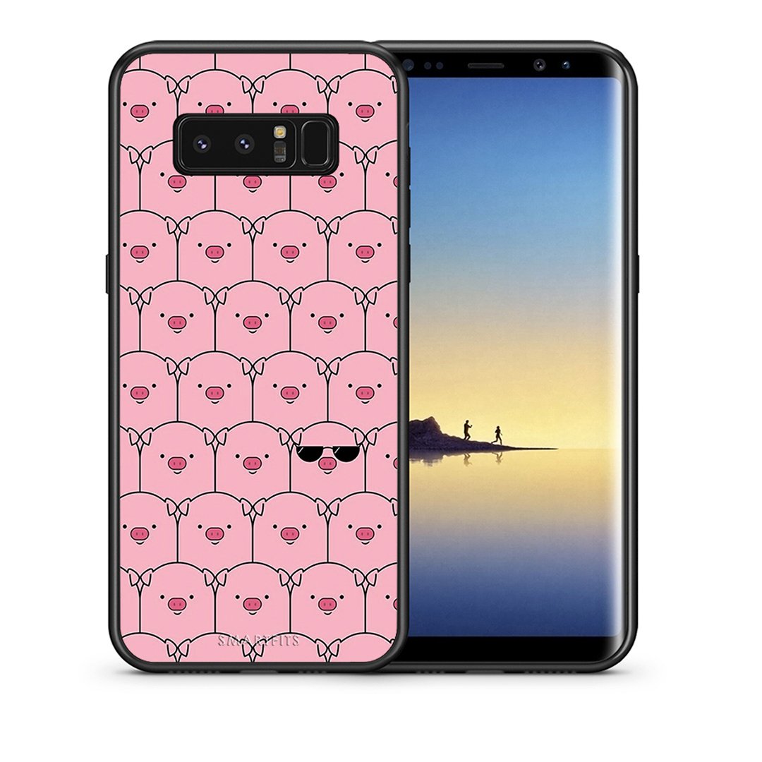 Θήκη Samsung Note 8 Pig Glasses από τη Smartfits με σχέδιο στο πίσω μέρος και μαύρο περίβλημα | Samsung Note 8 Pig Glasses case with colorful back and black bezels