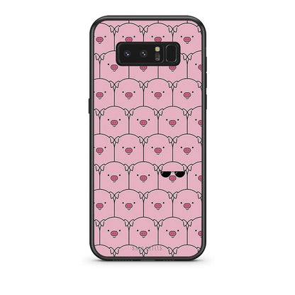 samsung note 8 Pig Glasses θήκη από τη Smartfits με σχέδιο στο πίσω μέρος και μαύρο περίβλημα | Smartphone case with colorful back and black bezels by Smartfits