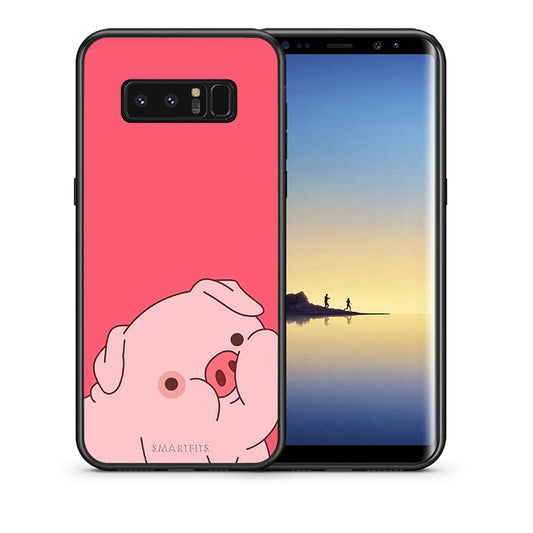Θήκη Αγίου Βαλεντίνου Samsung Note 8 Pig Love 1 από τη Smartfits με σχέδιο στο πίσω μέρος και μαύρο περίβλημα | Samsung Note 8 Pig Love 1 case with colorful back and black bezels