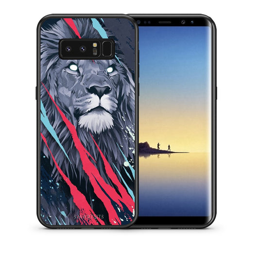 Θήκη Samsung Note 8 Lion Designer PopArt από τη Smartfits με σχέδιο στο πίσω μέρος και μαύρο περίβλημα | Samsung Note 8 Lion Designer PopArt case with colorful back and black bezels