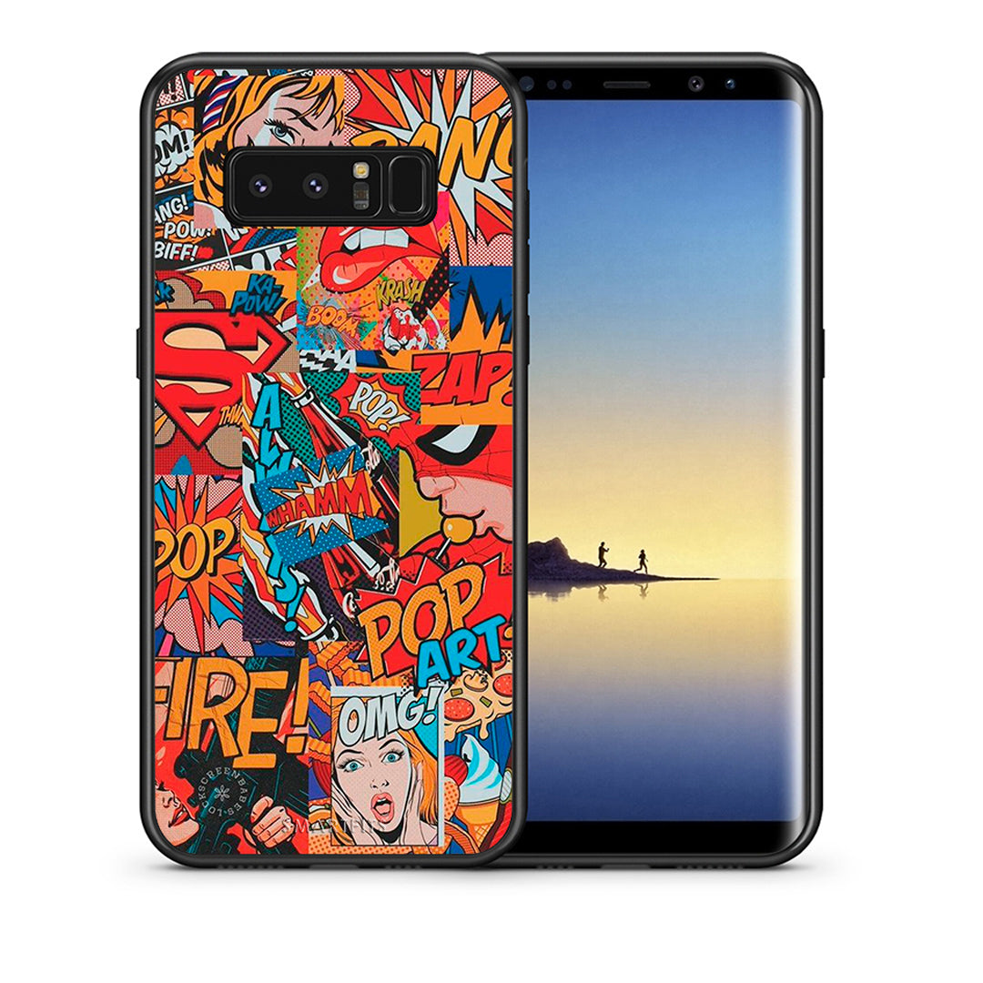 Θήκη Samsung Note 8 PopArt OMG από τη Smartfits με σχέδιο στο πίσω μέρος και μαύρο περίβλημα | Samsung Note 8 PopArt OMG case with colorful back and black bezels