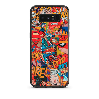samsung note 8 PopArt OMG θήκη από τη Smartfits με σχέδιο στο πίσω μέρος και μαύρο περίβλημα | Smartphone case with colorful back and black bezels by Smartfits