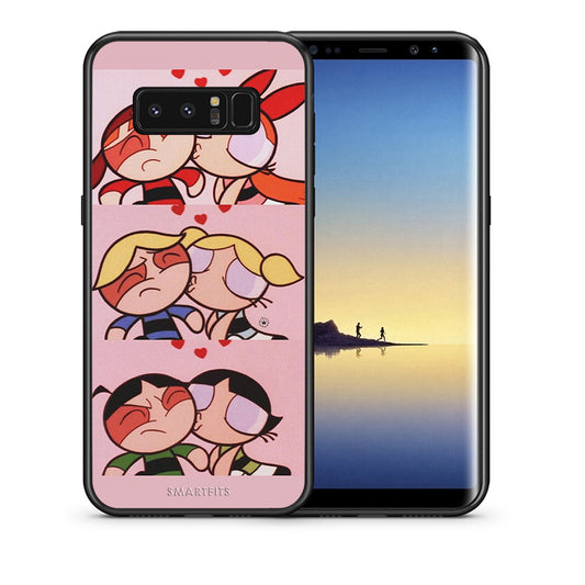 Θήκη Αγίου Βαλεντίνου Samsung Note 8 Puff Love από τη Smartfits με σχέδιο στο πίσω μέρος και μαύρο περίβλημα | Samsung Note 8 Puff Love case with colorful back and black bezels
