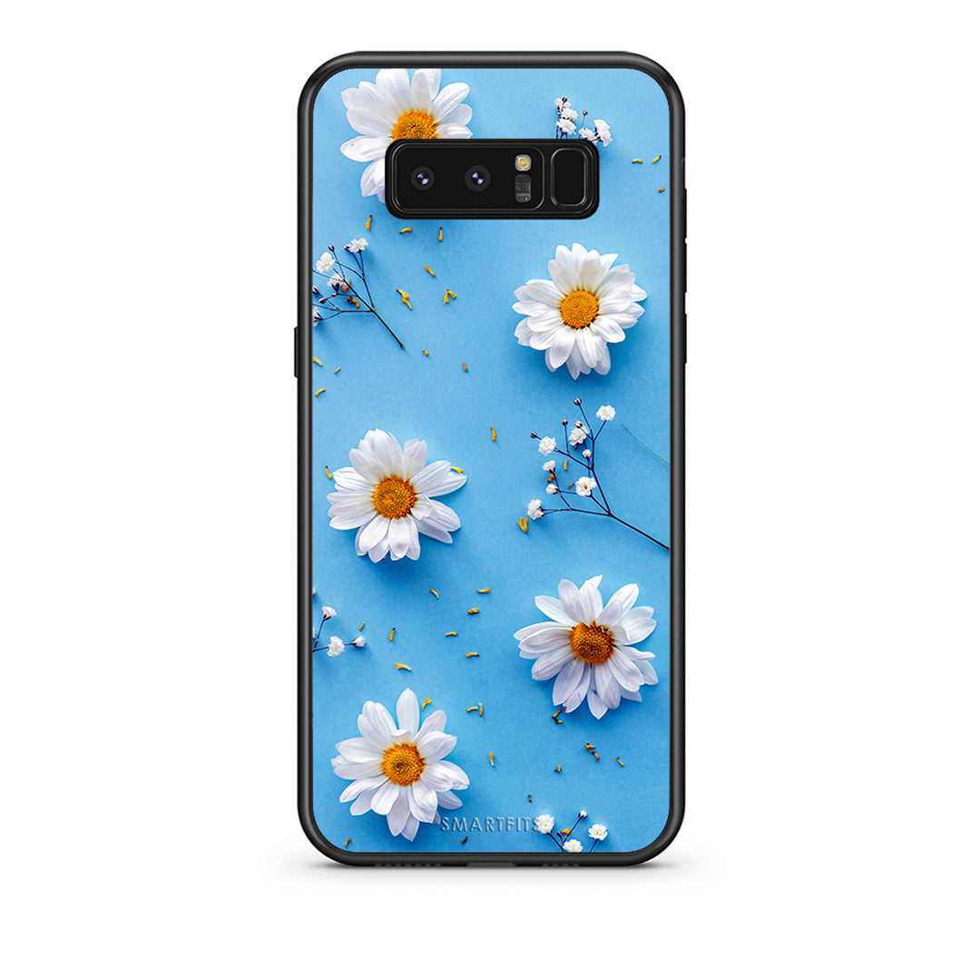 samsung note 8 Real Daisies θήκη από τη Smartfits με σχέδιο στο πίσω μέρος και μαύρο περίβλημα | Smartphone case with colorful back and black bezels by Smartfits