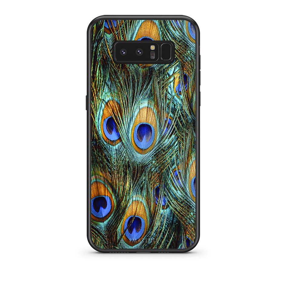 samsung note 8 Real Peacock Feathers θήκη από τη Smartfits με σχέδιο στο πίσω μέρος και μαύρο περίβλημα | Smartphone case with colorful back and black bezels by Smartfits