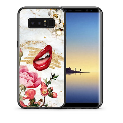 Θήκη Samsung Note 8 Red Lips από τη Smartfits με σχέδιο στο πίσω μέρος και μαύρο περίβλημα | Samsung Note 8 Red Lips case with colorful back and black bezels