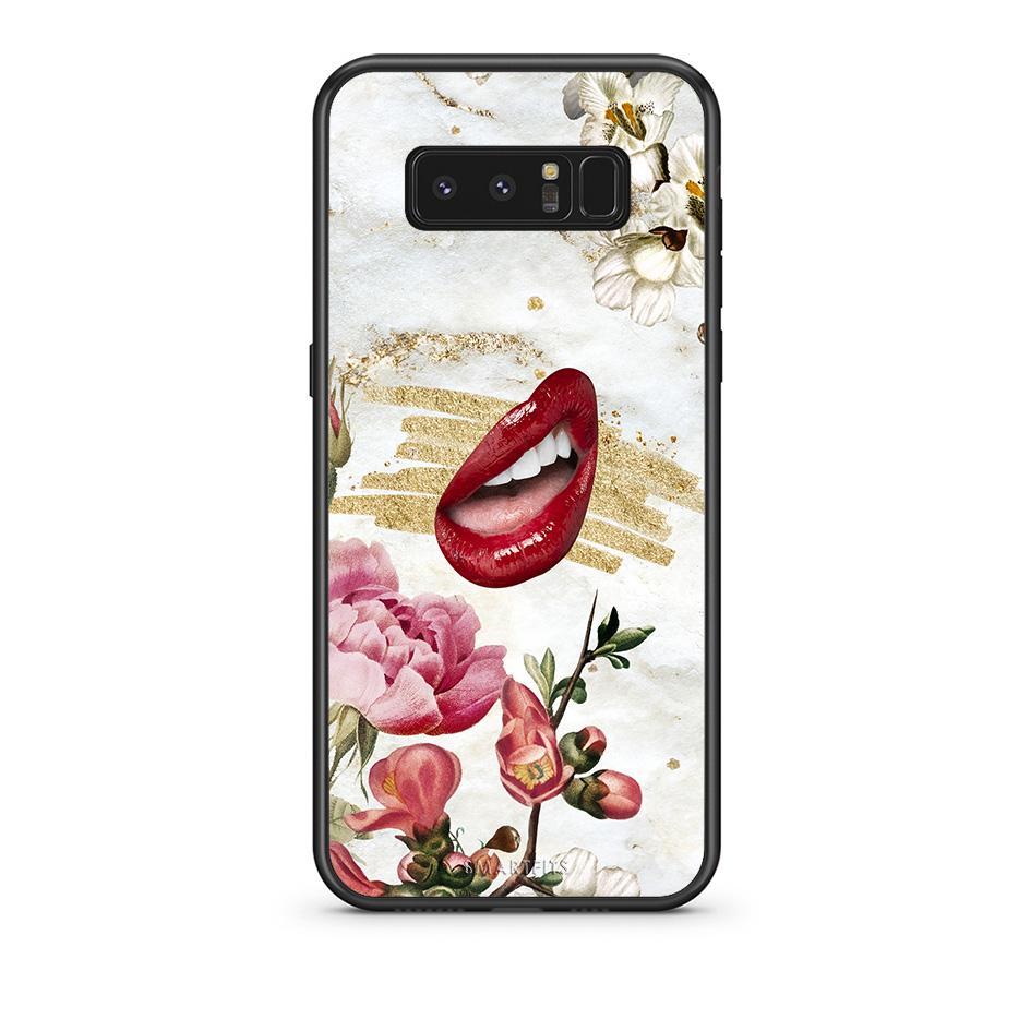 samsung note 8 Red Lips θήκη από τη Smartfits με σχέδιο στο πίσω μέρος και μαύρο περίβλημα | Smartphone case with colorful back and black bezels by Smartfits