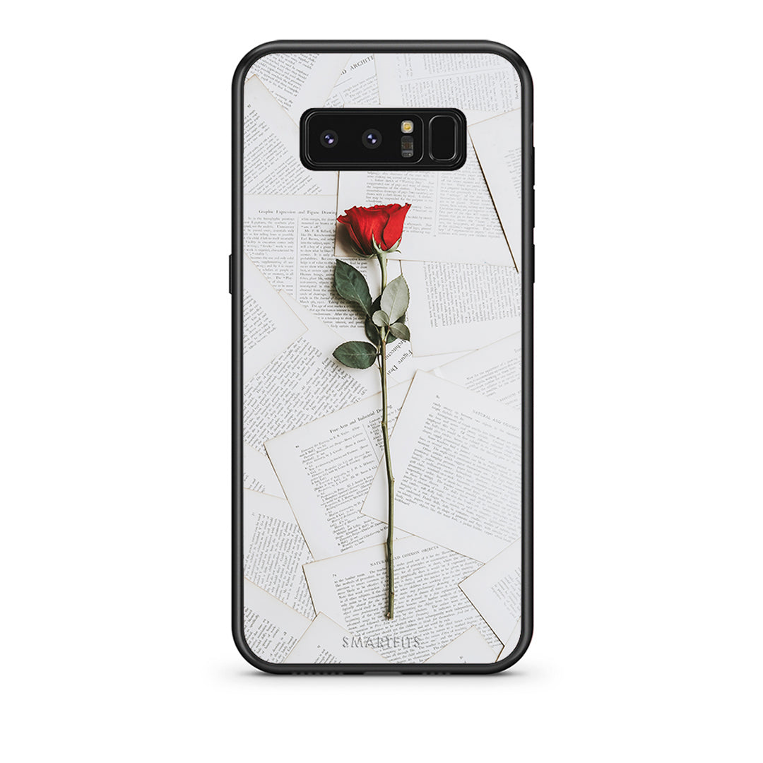 samsung note 8 Red Rose θήκη από τη Smartfits με σχέδιο στο πίσω μέρος και μαύρο περίβλημα | Smartphone case with colorful back and black bezels by Smartfits
