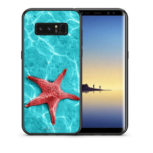 Θήκη Samsung Note 8 Red Starfish από τη Smartfits με σχέδιο στο πίσω μέρος και μαύρο περίβλημα | Samsung Note 8 Red Starfish case with colorful back and black bezels