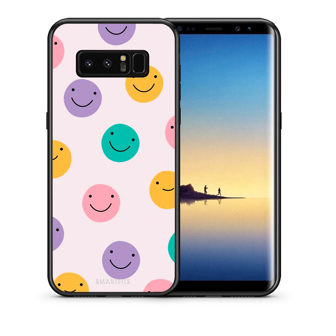Θήκη Samsung Note 8 Smiley Faces από τη Smartfits με σχέδιο στο πίσω μέρος και μαύρο περίβλημα | Samsung Note 8 Smiley Faces case with colorful back and black bezels