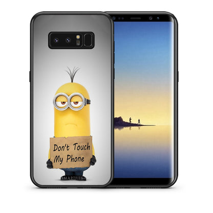 Θήκη Samsung Note 8 Minion Text από τη Smartfits με σχέδιο στο πίσω μέρος και μαύρο περίβλημα | Samsung Note 8 Minion Text case with colorful back and black bezels